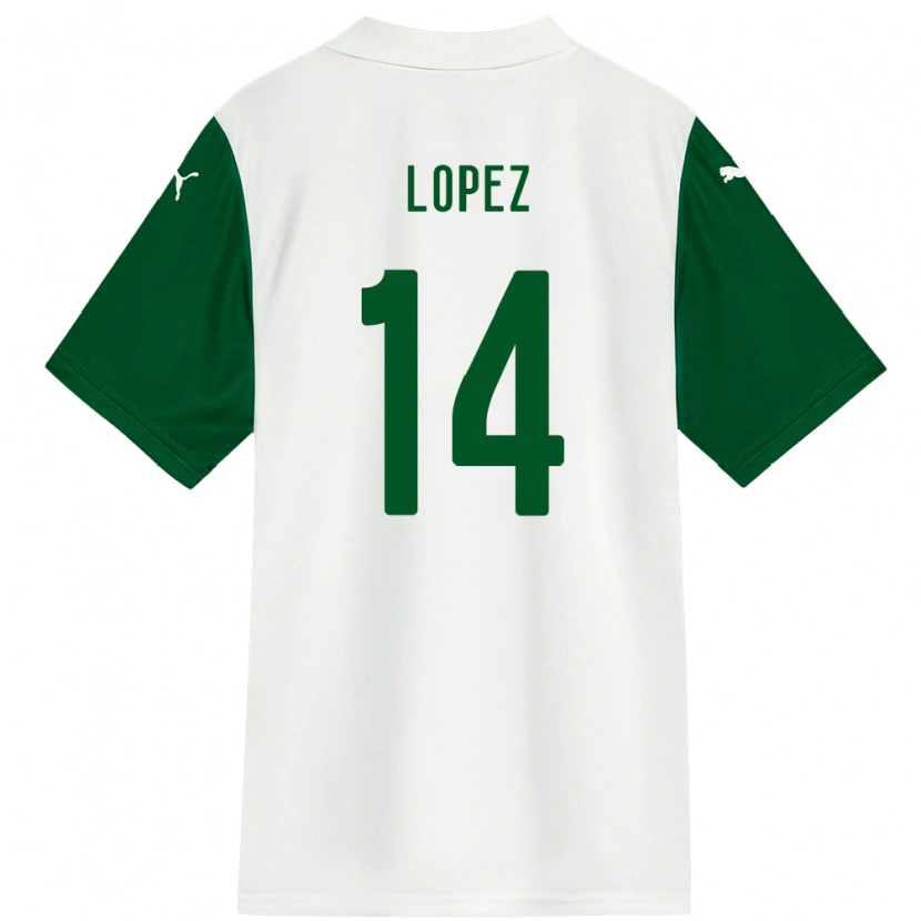 Danxen Kid David Lopez #14 White Green Away Jersey 2025/26 T-Shirt