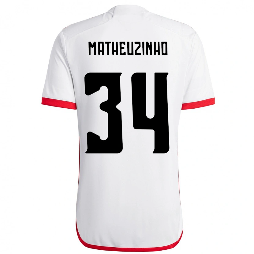 Danxen Kid Matheuzinho #34 White Red Away Jersey 2025/26 T-Shirt