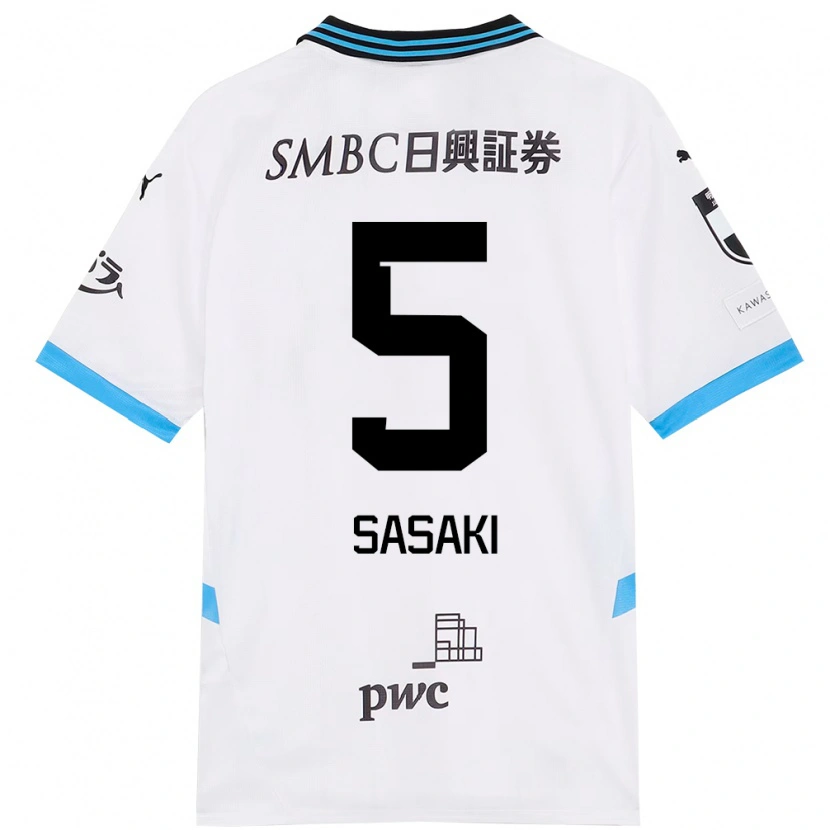 Danxen Kid Asahi Sasaki #5 White Sky Blue Away Jersey 2025/26 T-Shirt