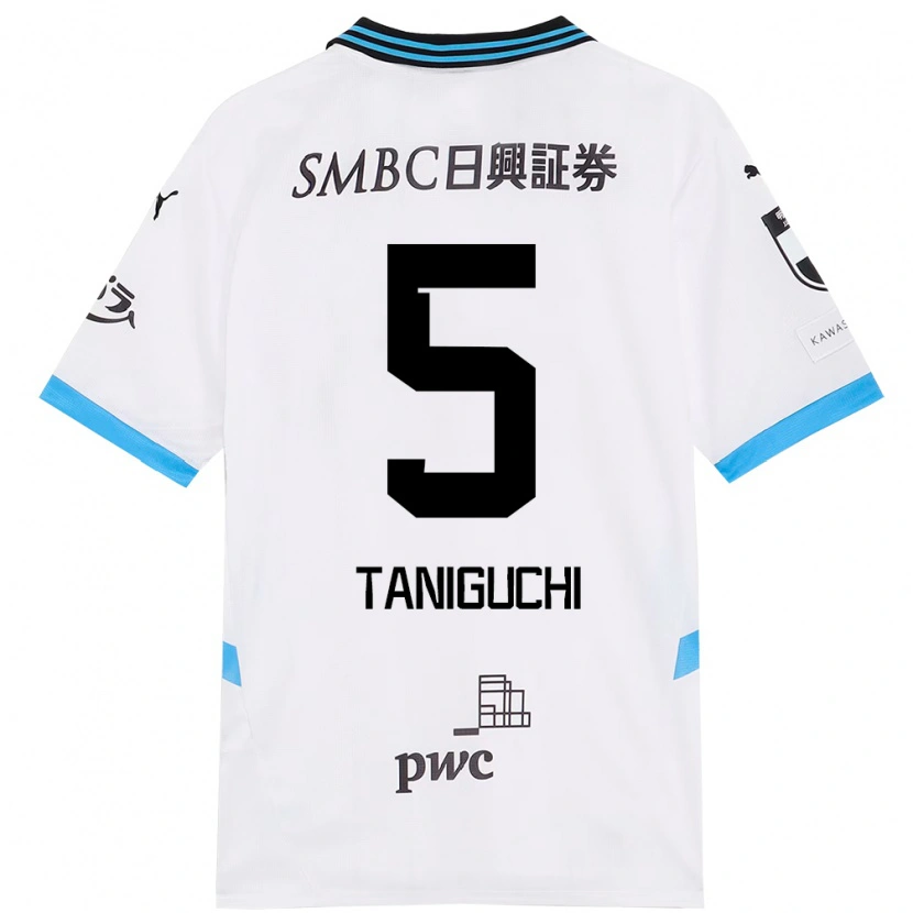 Danxen Kid Shogo Taniguchi #5 White Sky Blue Away Jersey 2025/26 T-Shirt