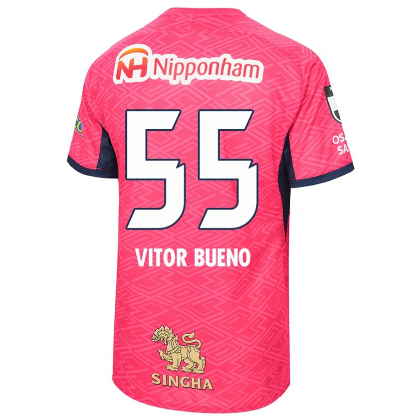 Danxen Men Vitor Bueno #55 Sakura Pink White Home Jersey 2025/26 T-Shirt