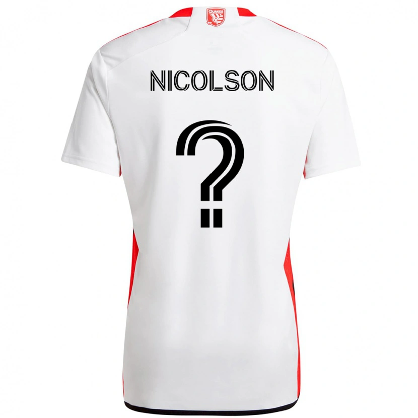 Danxen Men John Nicolson #0 White Red Away Jersey 2025/26 T-Shirt