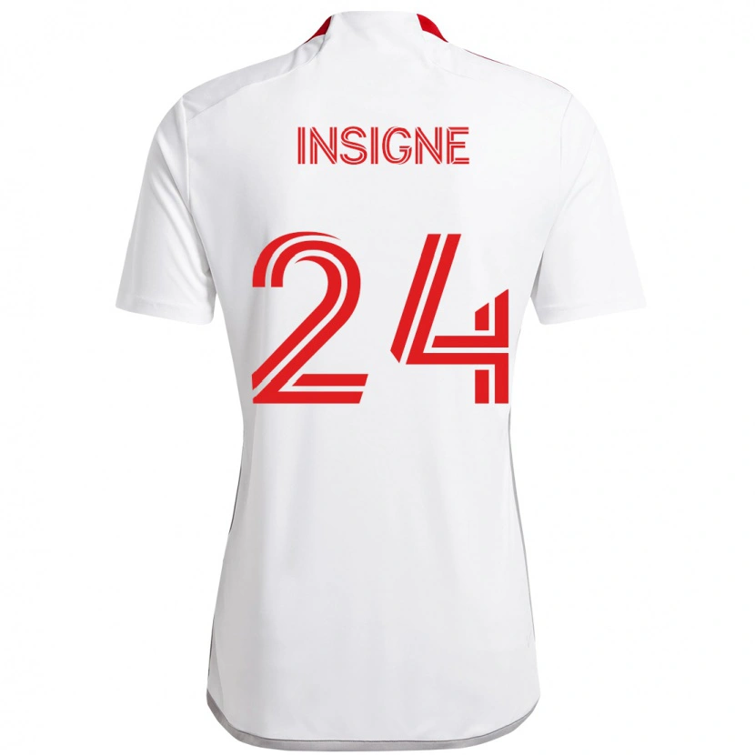 Danxen Men Lorenzo Insigne #24 White Red Away Jersey 2025/26 T-Shirt