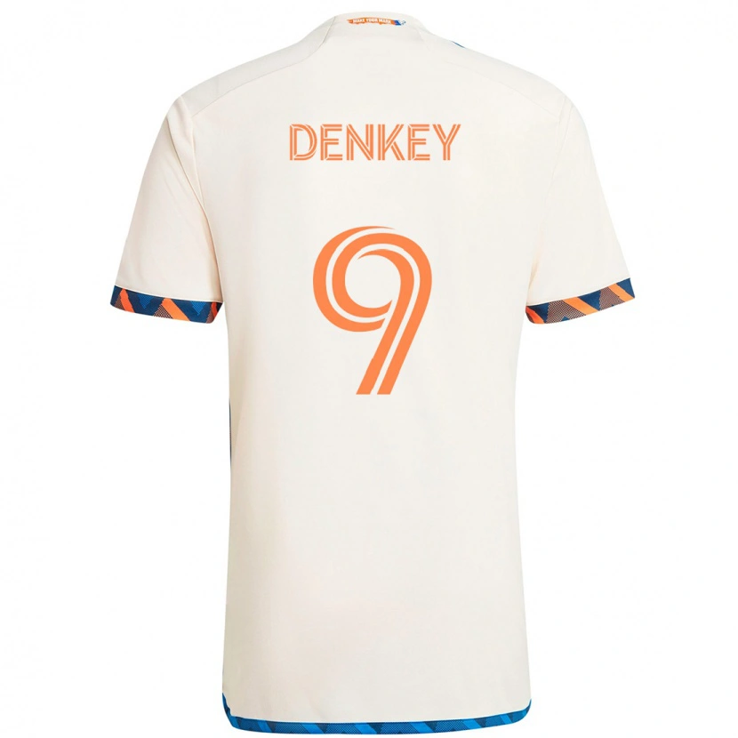 Danxen Men Kévin Denkey #9 White Blue Orange Away Jersey 2025/26 T-Shirt