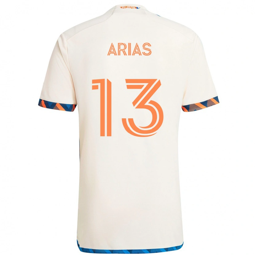 Danxen Men Santiago Arias #13 White Blue Orange Away Jersey 2025/26 T-Shirt