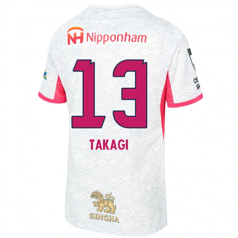 Danxen Men Toshiyuki Takagi #13 White Sakura Pink Away Jersey 2025/26 T-Shirt