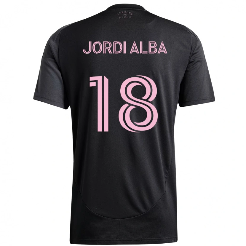 Danxen Women Jordi Alba #18 Black Pink Away Jersey 2025/26 T-Shirt