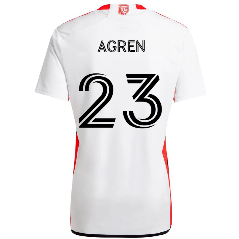 Danxen Women Oskar Agren #23 White Red Away Jersey 2025/26 T-Shirt