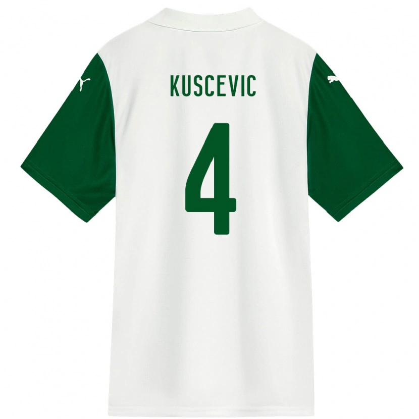 Danxen Women Benjamin Kuscevic #4 White Green Away Jersey 2025/26 T-Shirt