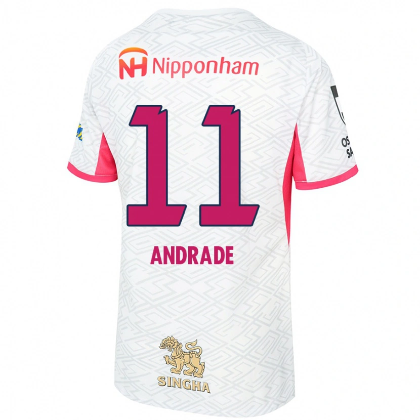 Danxen Women Thiago Andrade #11 White Sakura Pink Away Jersey 2025/26 T-Shirt