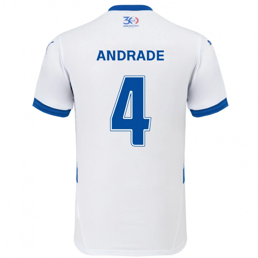 Danxen Women Léo Andrade #4 White Royal Blue Away Jersey 2025/26 T-Shirt