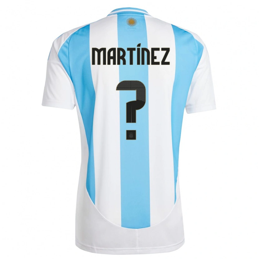 Danxen Kid Argentina Agustín Martínez #0 White Blue Home Jersey 24-26 T-Shirt