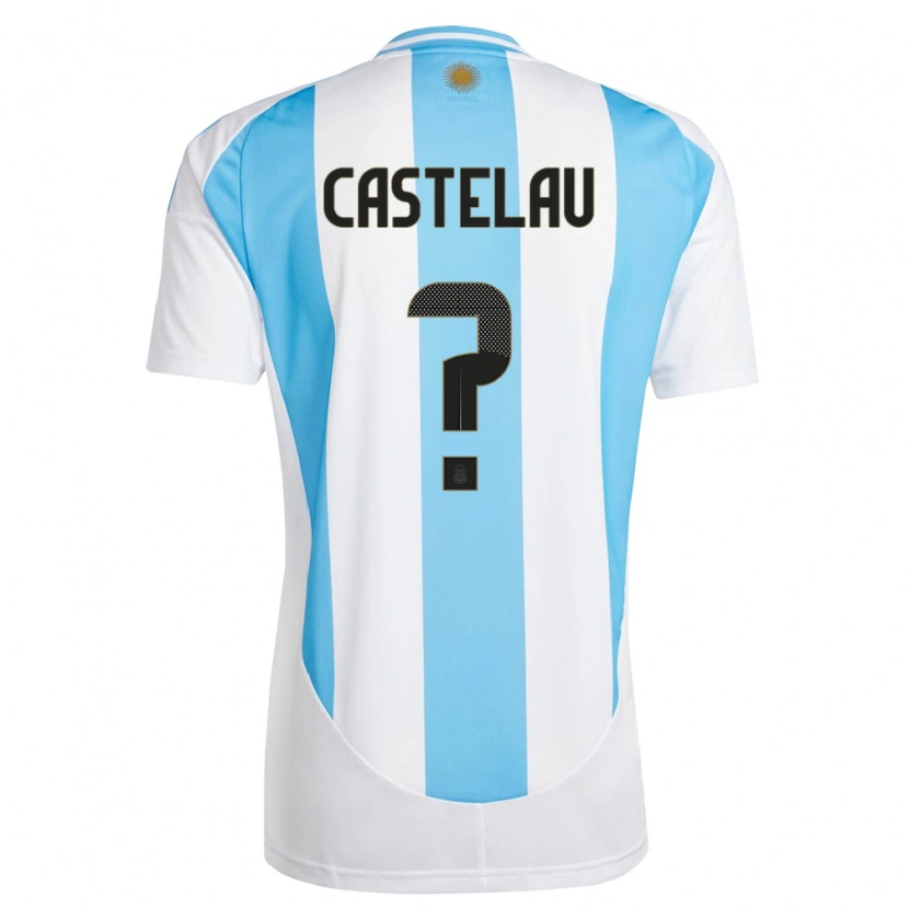 Danxen Kid Argentina Alber Castelau #0 White Blue Home Jersey 24-26 T-Shirt