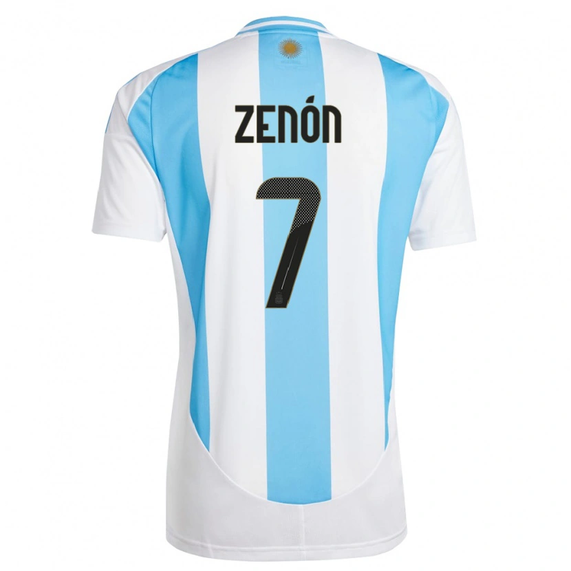 Danxen Kid Argentina Kevin Zenón #7 White Blue Home Jersey 24-26 T-Shirt