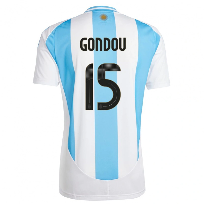 Danxen Kid Argentina Luciano Gondou #15 White Blue Home Jersey 24-26 T-Shirt