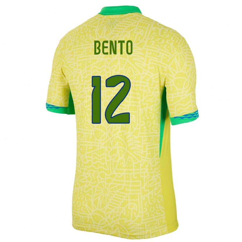 Danxen Kid Brazil Bento #12 Yellow Home Jersey 24-26 T-Shirt