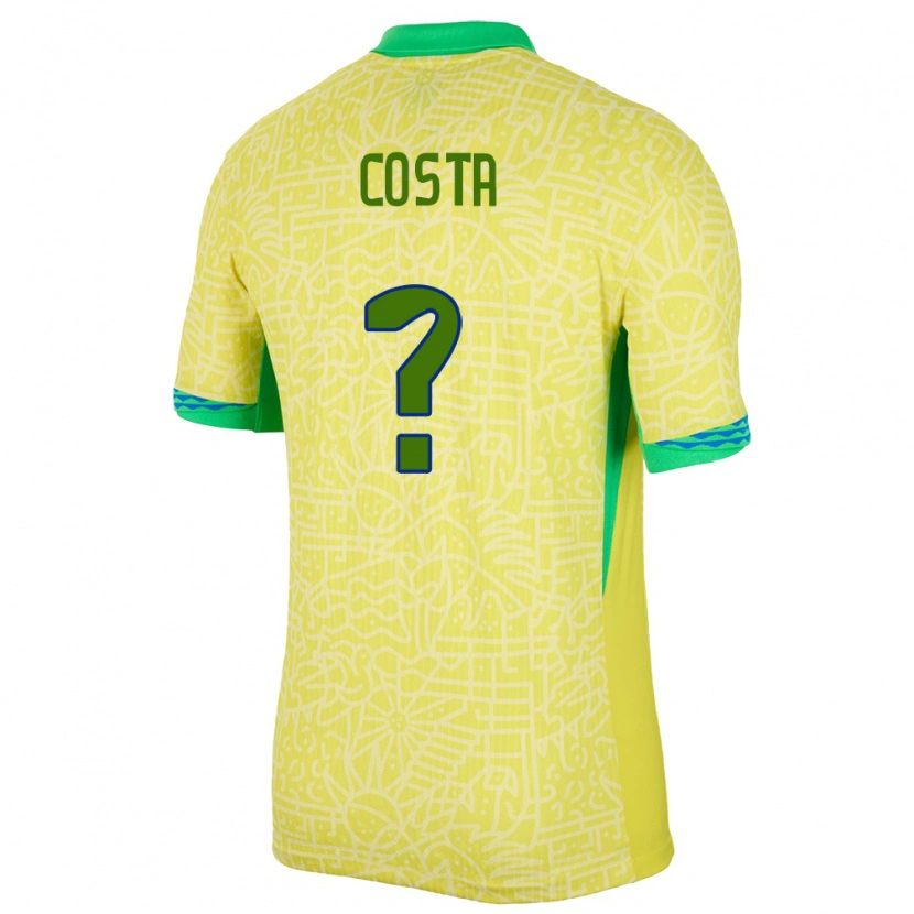 Danxen Kid Brazil Otávio Costa #0 Yellow Home Jersey 24-26 T-Shirt