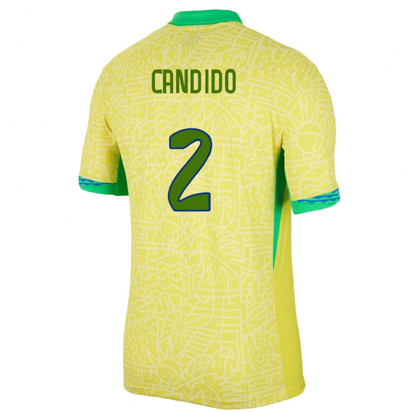 Danxen Kid Brazil Angelo Candido #2 Yellow Home Jersey 24-26 T-Shirt