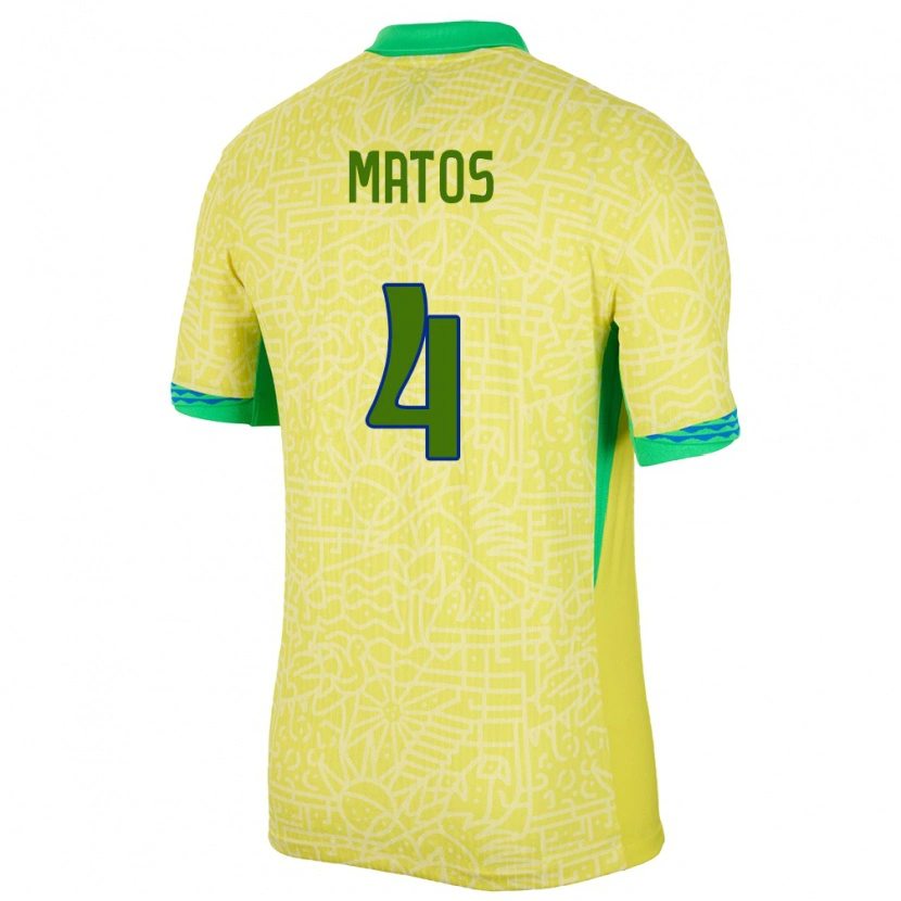 Danxen Kid Brazil Ryan Matos #4 Yellow Home Jersey 24-26 T-Shirt