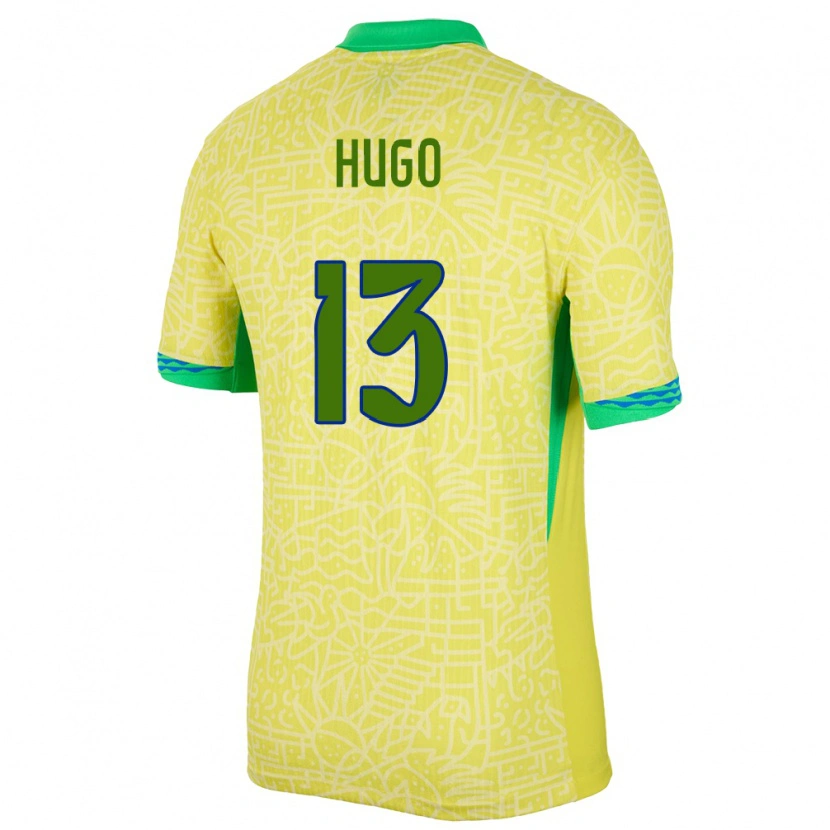 Danxen Kid Brazil Vitor Hugo #13 Yellow Home Jersey 24-26 T-Shirt