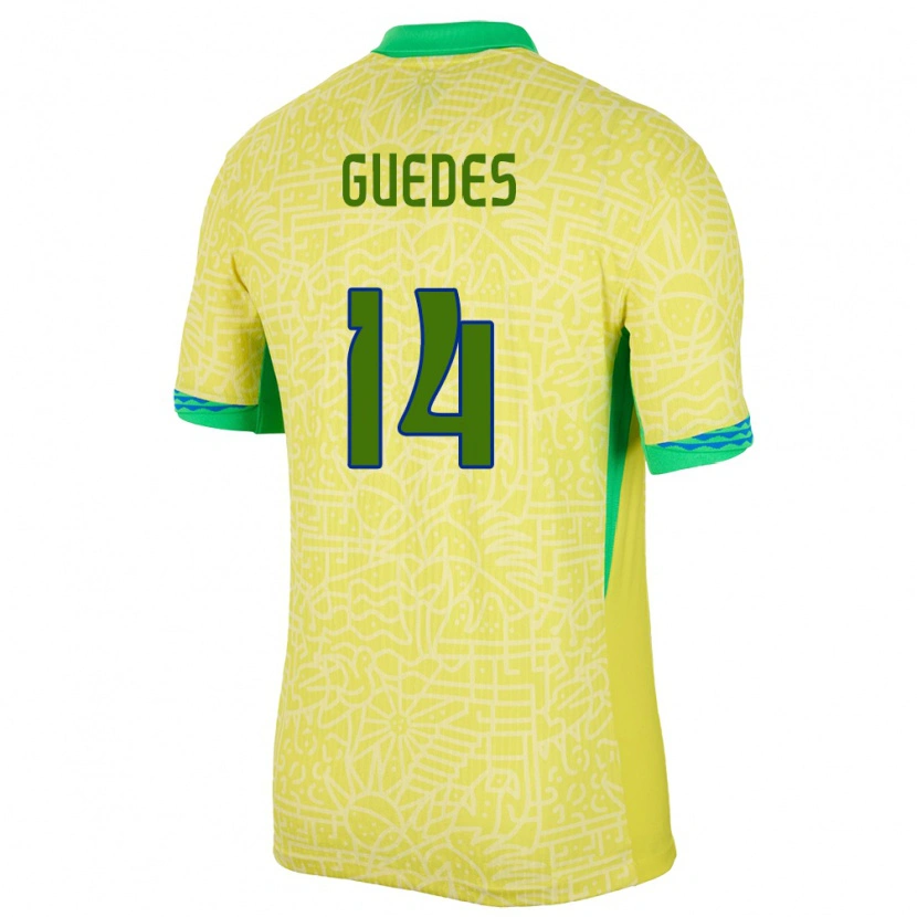 Danxen Kid Brazil Luis Guedes #14 Yellow Home Jersey 24-26 T-Shirt