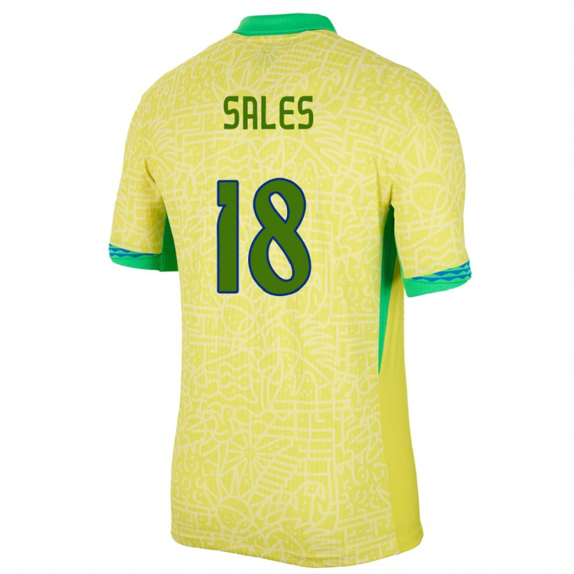 Danxen Kid Brazil Ruan Sales #18 Yellow Home Jersey 24-26 T-Shirt