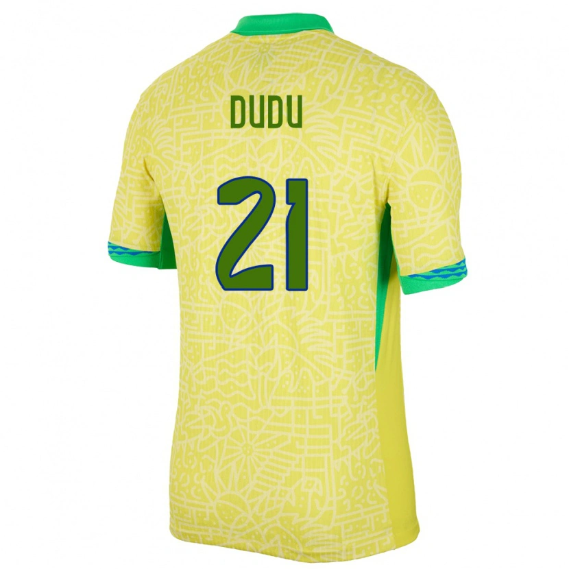 Danxen Kid Brazil Dudu #21 Yellow Home Jersey 24-26 T-Shirt