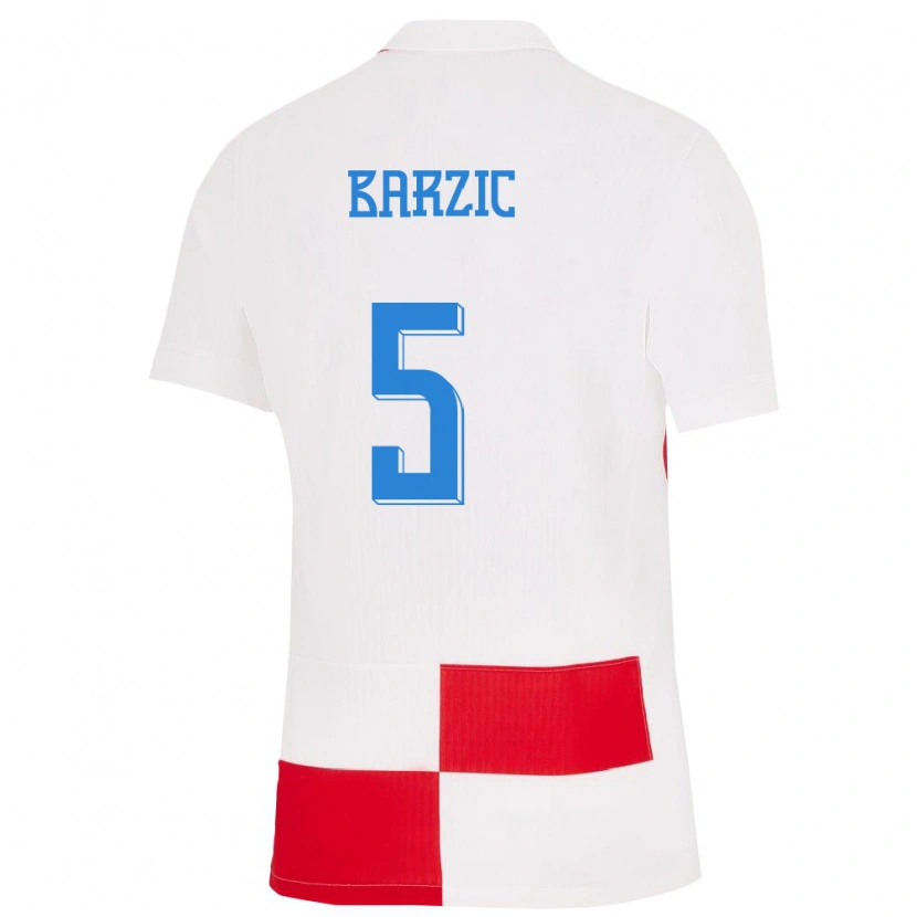 Danxen Kid Croatia Matia Barzic #5 White Red Home Jersey 24-26 T-Shirt