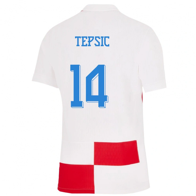 Danxen Kid Croatia Novak Tepsic #14 White Red Home Jersey 24-26 T-Shirt