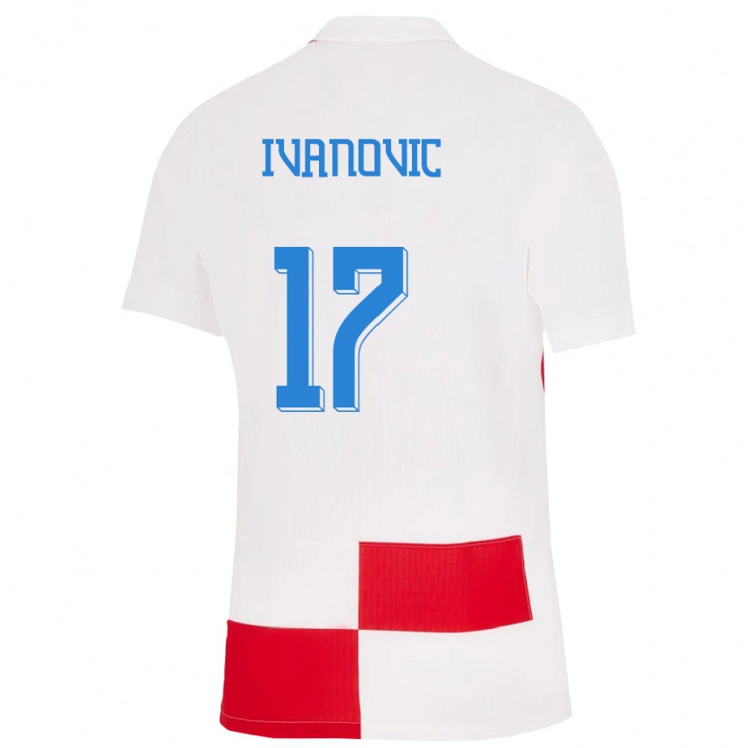 Danxen Kid Croatia Franjo Ivanovic #17 White Red Home Jersey 24-26 T-Shirt