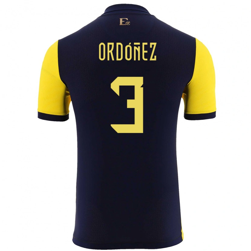 Danxen Kid Ecuador Deinner Ordóñez #3 Yellow Home Jersey 24-26 T-Shirt