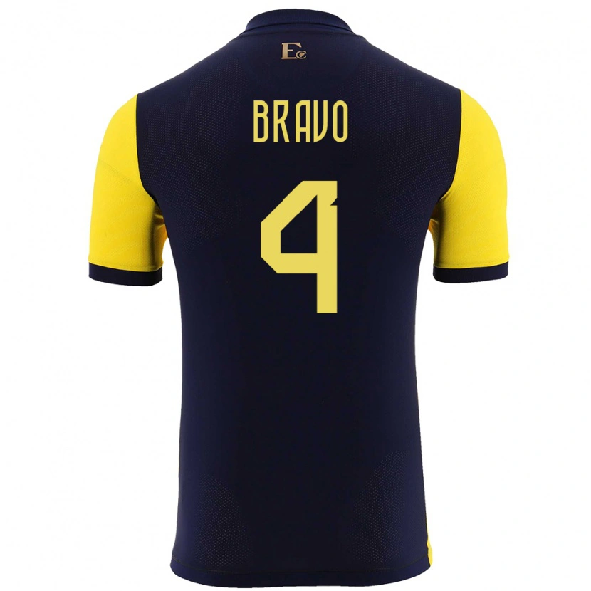 Danxen Kid Ecuador Jhon Bravo #4 Yellow Home Jersey 24-26 T-Shirt