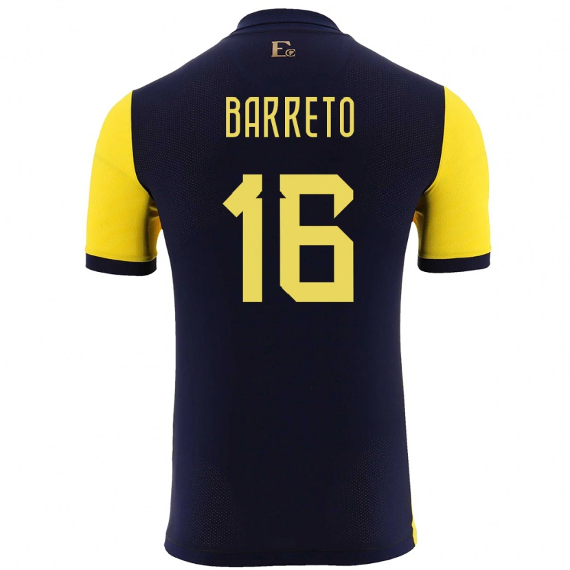 Danxen Kid Ecuador Andry Barreto #16 Yellow Home Jersey 24-26 T-Shirt