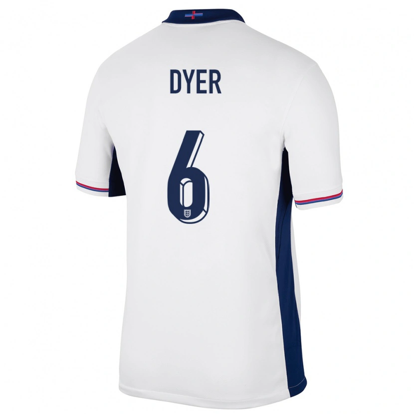 Danxen Kid England Kiano Dyer #6 White Home Jersey 24-26 T-Shirt