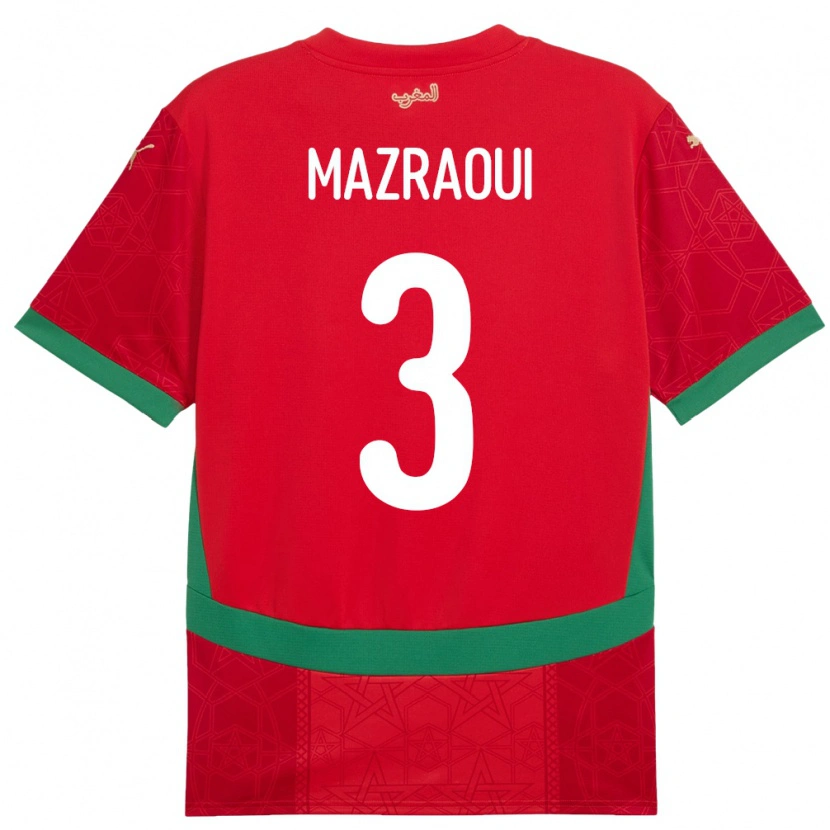 Danxen Kid Morocco Noussair Mazraoui #3 Red Home Jersey 24-26 T-Shirt