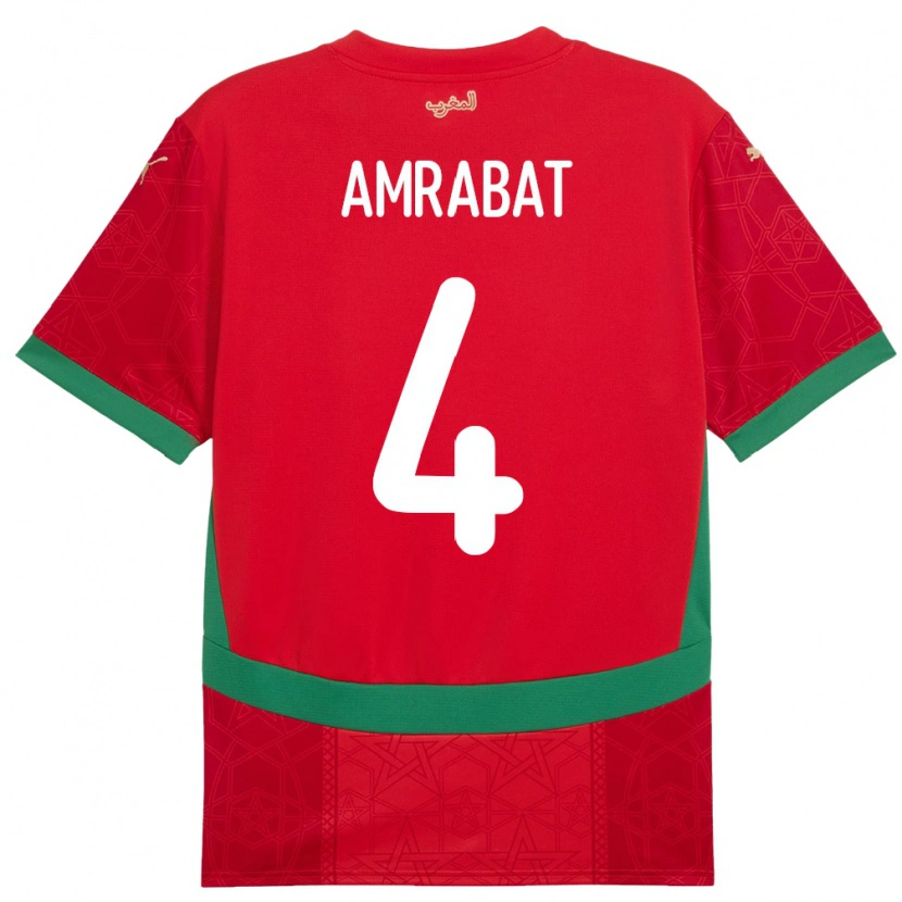 Danxen Kid Morocco Sofyan Amrabat #4 Red Home Jersey 24-26 T-Shirt