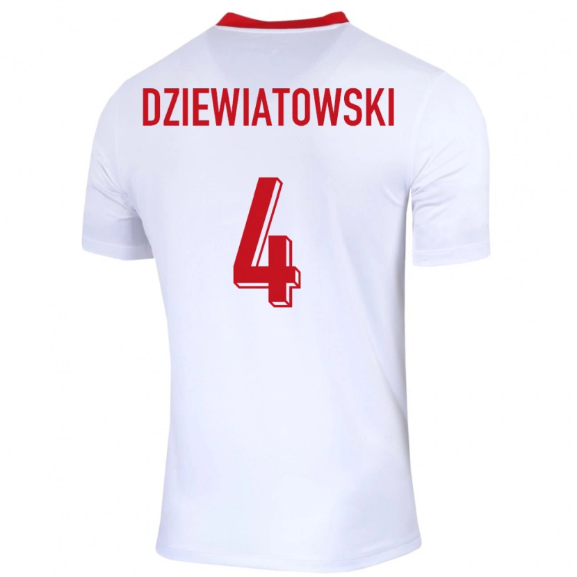 Danxen Kid Poland Mateusz Dziewiatowski #4 White Home Jersey 24-26 T-Shirt