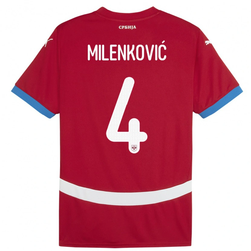 Danxen Kid Serbia Nikola Milenković #4 Red Home Jersey 24-26 T-Shirt