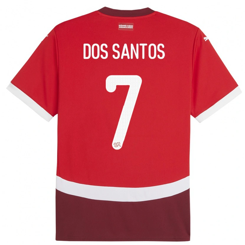 Danxen Kid Switzerland Daniel Dos Santos #7 Red Home Jersey 24-26 T-Shirt