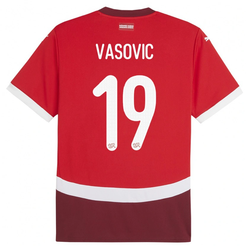 Danxen Kid Switzerland Andrej Vasovic #19 Red Home Jersey 24-26 T-Shirt