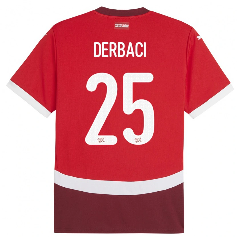 Danxen Kid Switzerland Dorian Derbaci #25 Red Home Jersey 24-26 T-Shirt