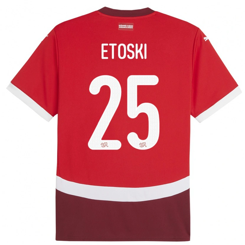 Danxen Kid Switzerland Edin Etoski #25 Red Home Jersey 24-26 T-Shirt