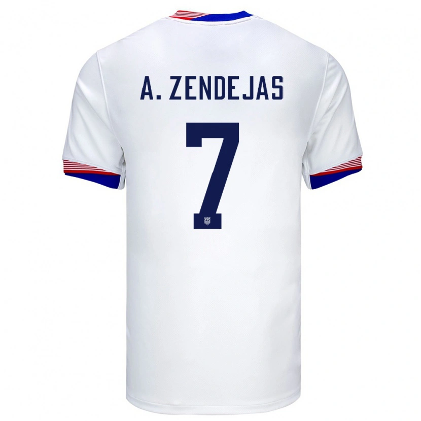 Danxen Kid United States Álex Zendejas #7 White Home Jersey 24-26 T-Shirt