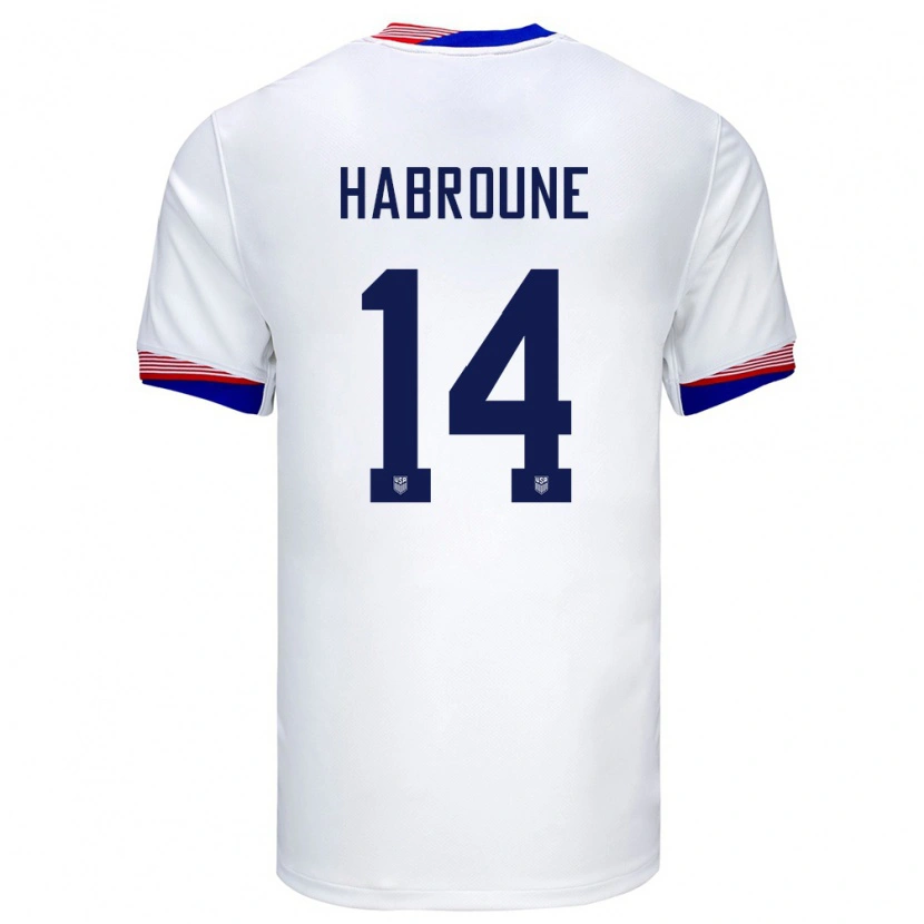 Danxen Kid United States Taha Habroune #14 White Home Jersey 24-26 T-Shirt