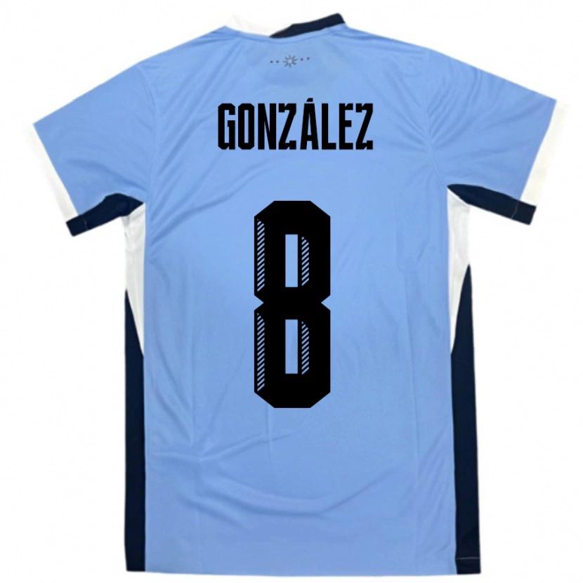 Danxen Kid Uruguay Luciano Gonzalez #8 White Black Home Jersey 24-26 T-Shirt