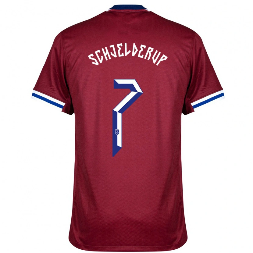 Danxen Kid Norway Andreas Schjelderup #7 Red Blue White Home Jersey 24-26 T-Shirt