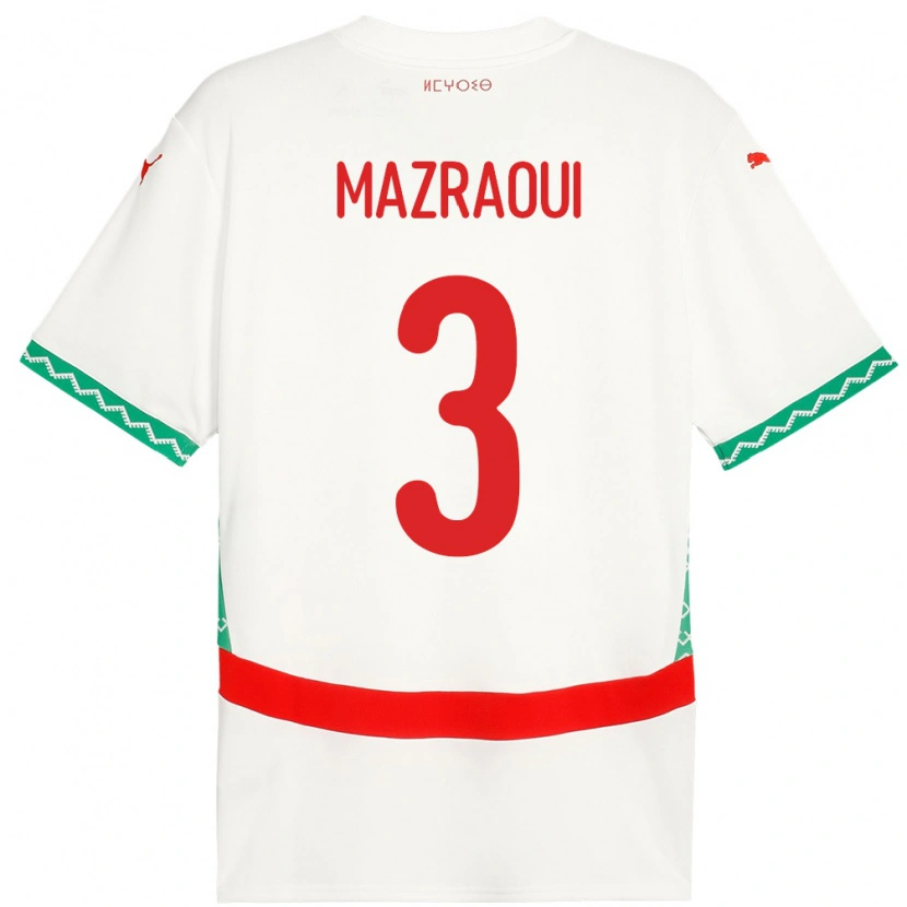 Danxen Kid Morocco Noussair Mazraoui #3 White Away Jersey 24-26 T-Shirt