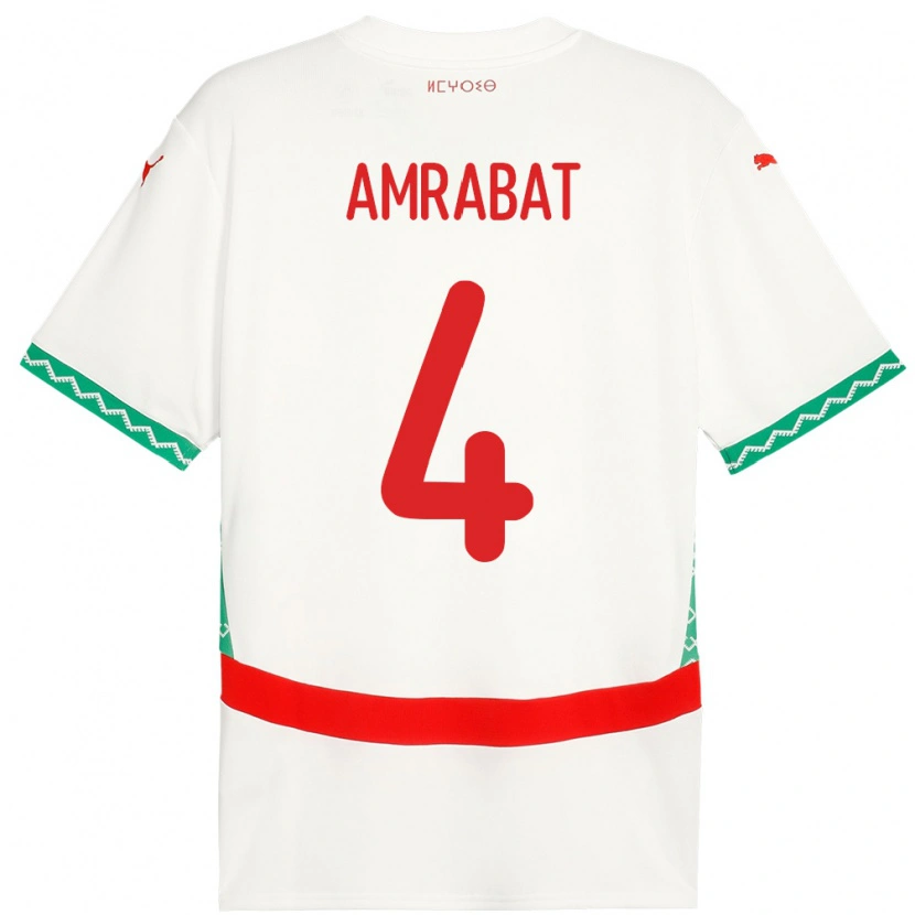 Danxen Kid Morocco Sofyan Amrabat #4 White Away Jersey 24-26 T-Shirt