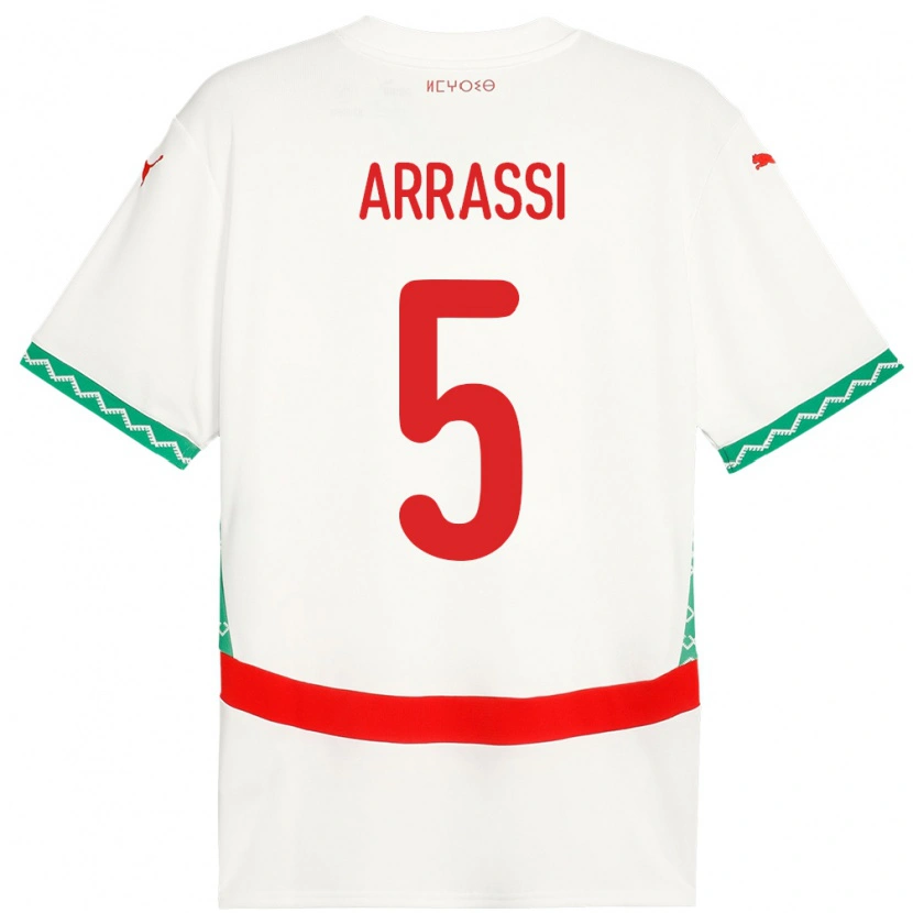 Danxen Kid Morocco Bouchaib Arrassi #5 White Away Jersey 24-26 T-Shirt