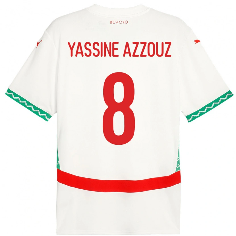 Danxen Kid Morocco Mohamed Yassine Azzouz #8 White Away Jersey 24-26 T-Shirt